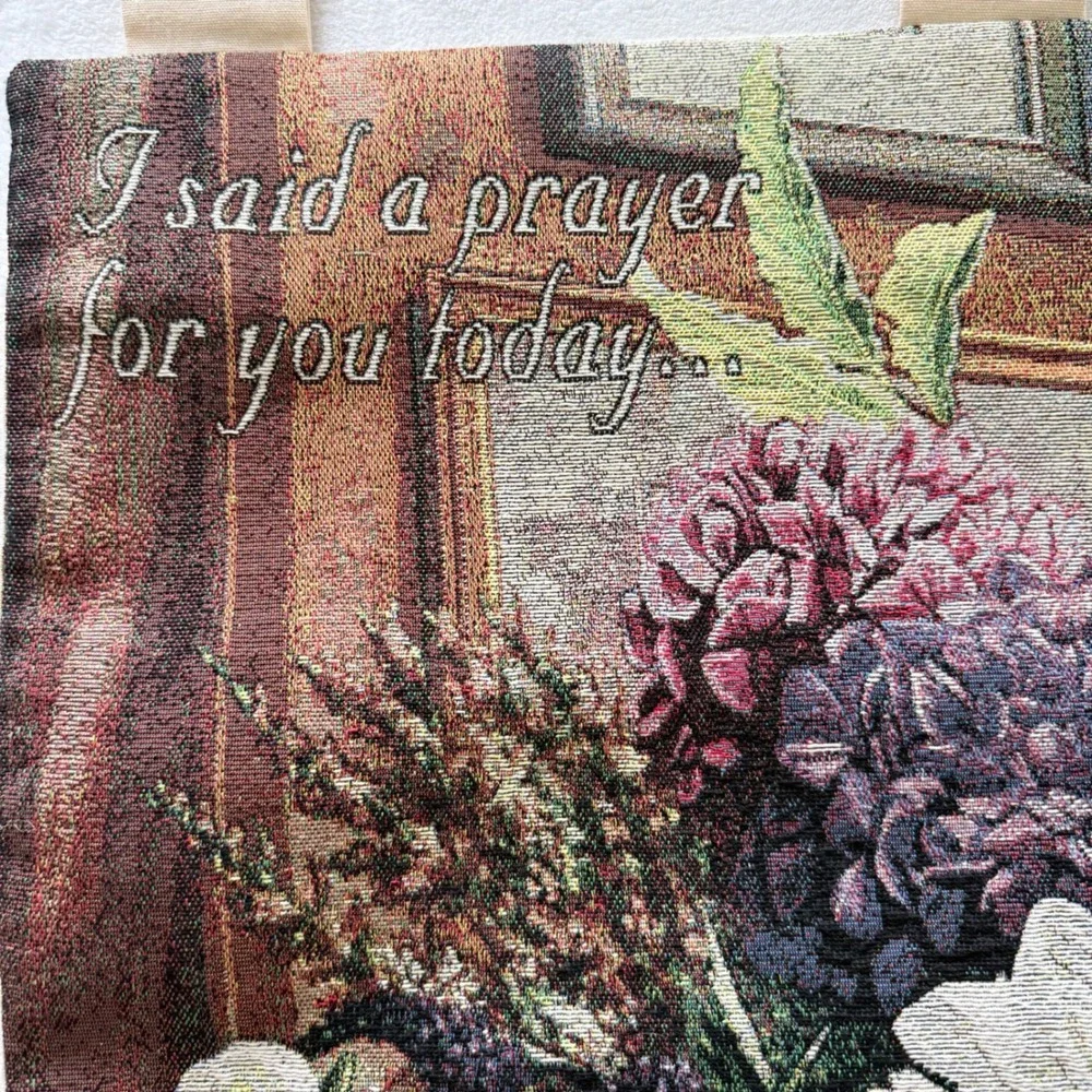 Vintage Robin Anderson Floral Tapestry‎ Wall Hanging Prayer Decor 26x36